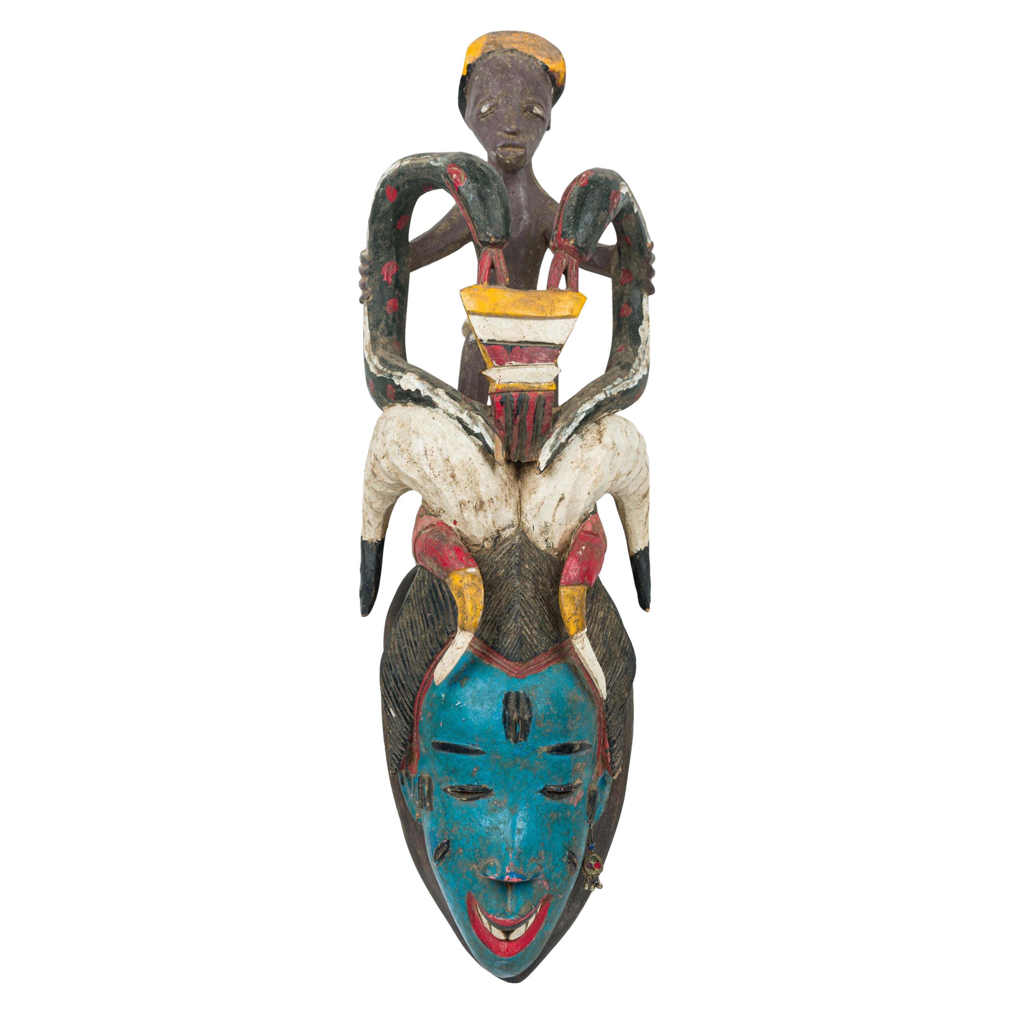 African Sierra Leone Contemporary Carved
Painted Wood Temne Headcrest Mask