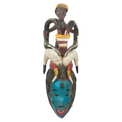 African Sierra Leone Contemporary Carved
Painted Wood Temne Headcrest Mask