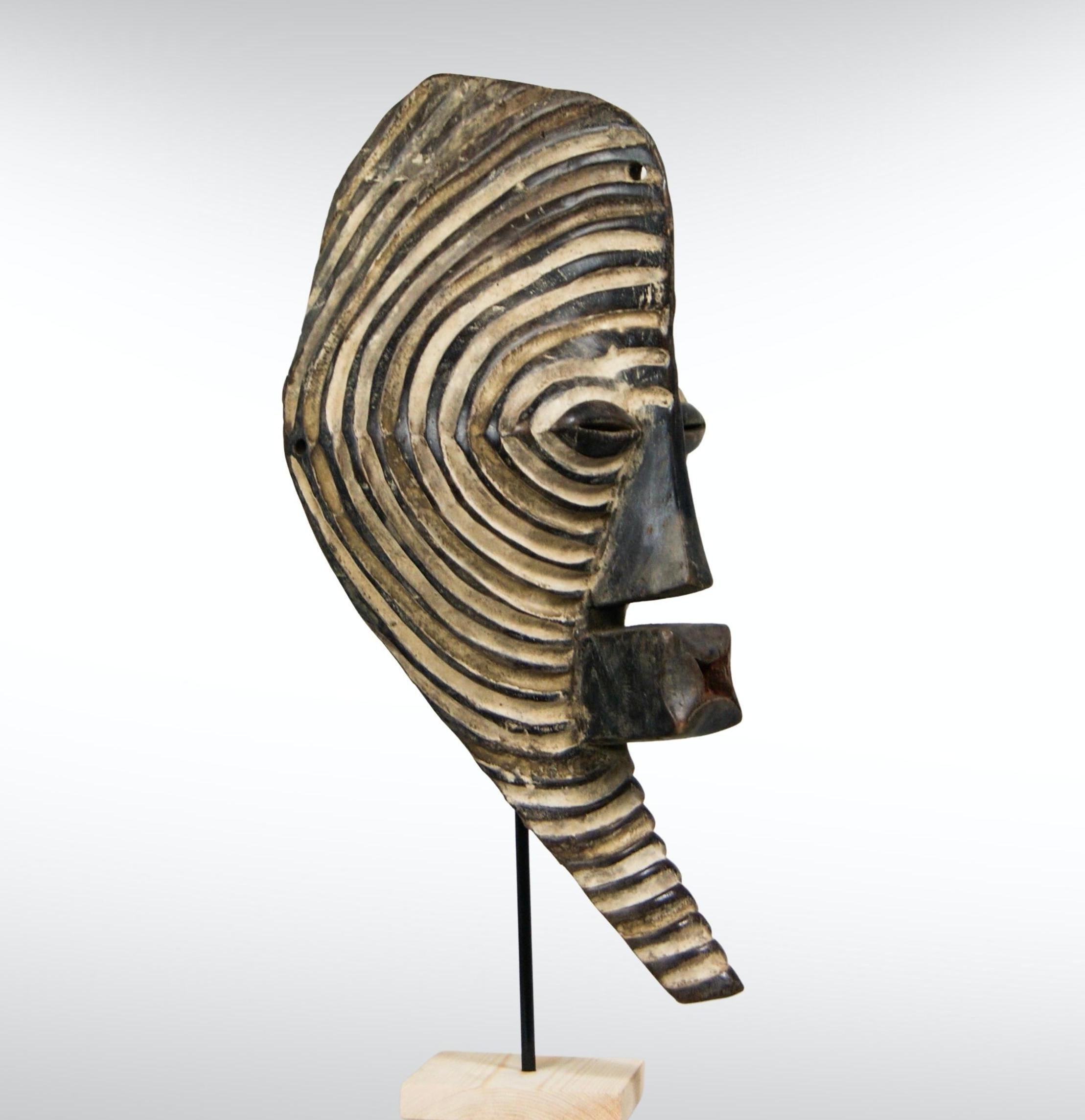 Tribal African Songye Male Kifwebe Mask with Expressive Face Large Sized Wall Hanging