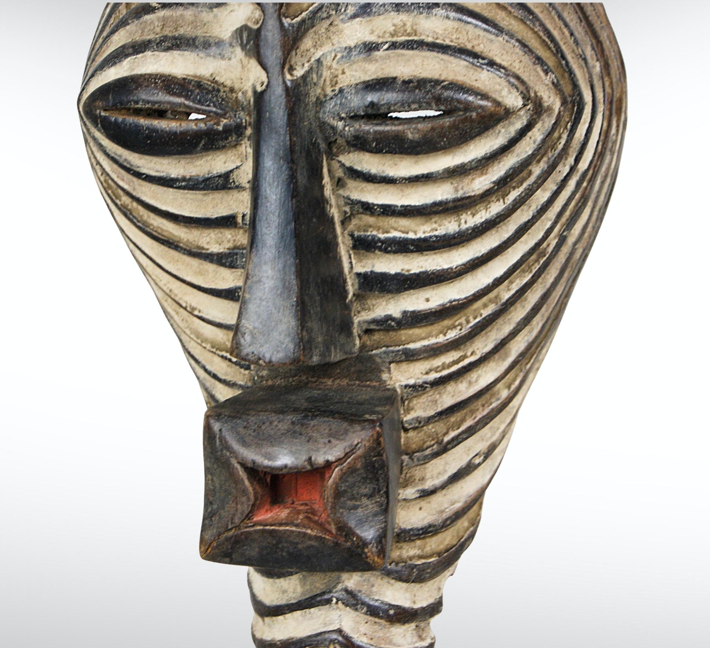Congolese African Songye Male Kifwebe Mask with Expressive Face Large Sized Wall Hanging