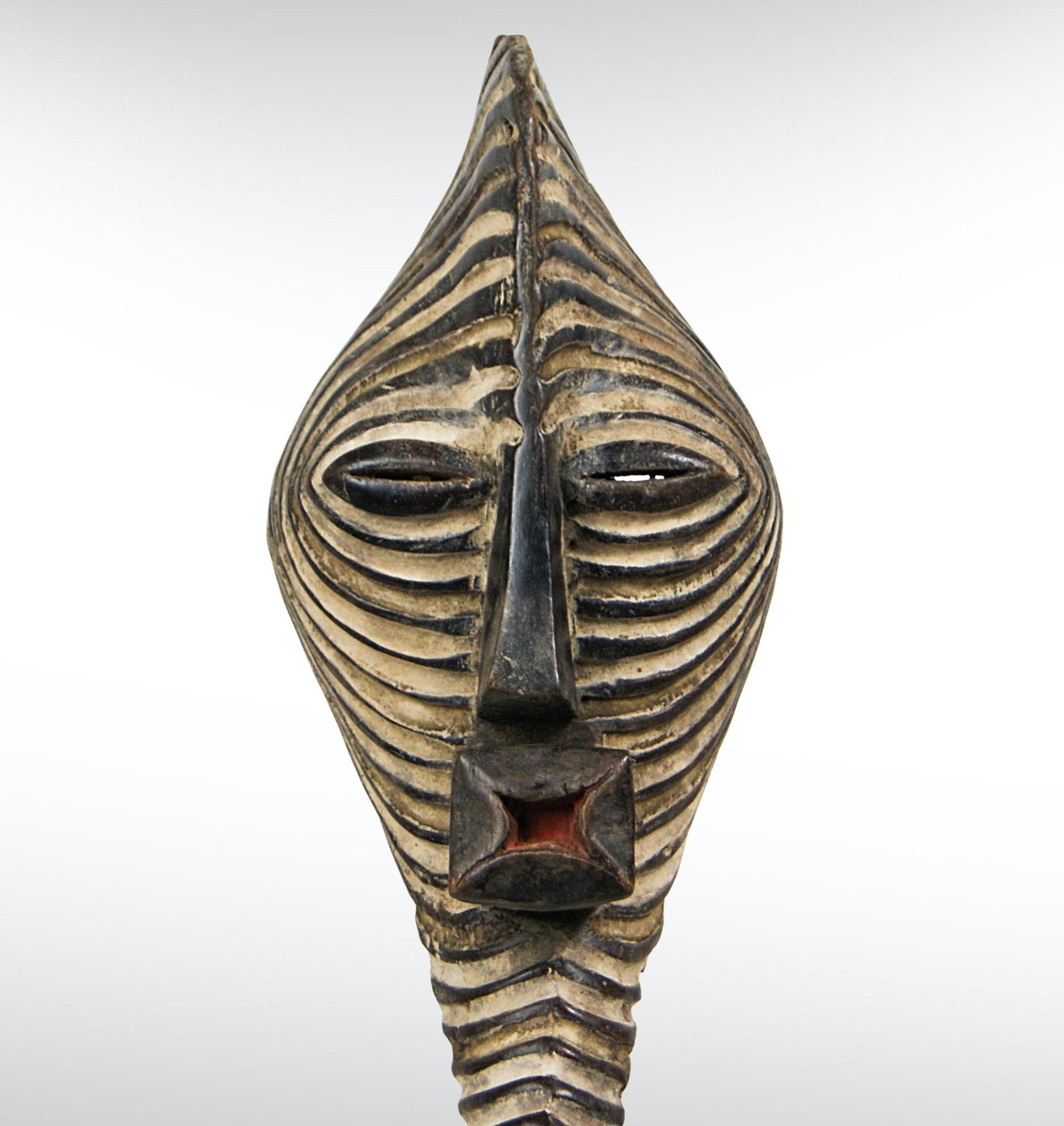 Carved African Songye Male Kifwebe Mask with Expressive Face Large Sized Wall Hanging