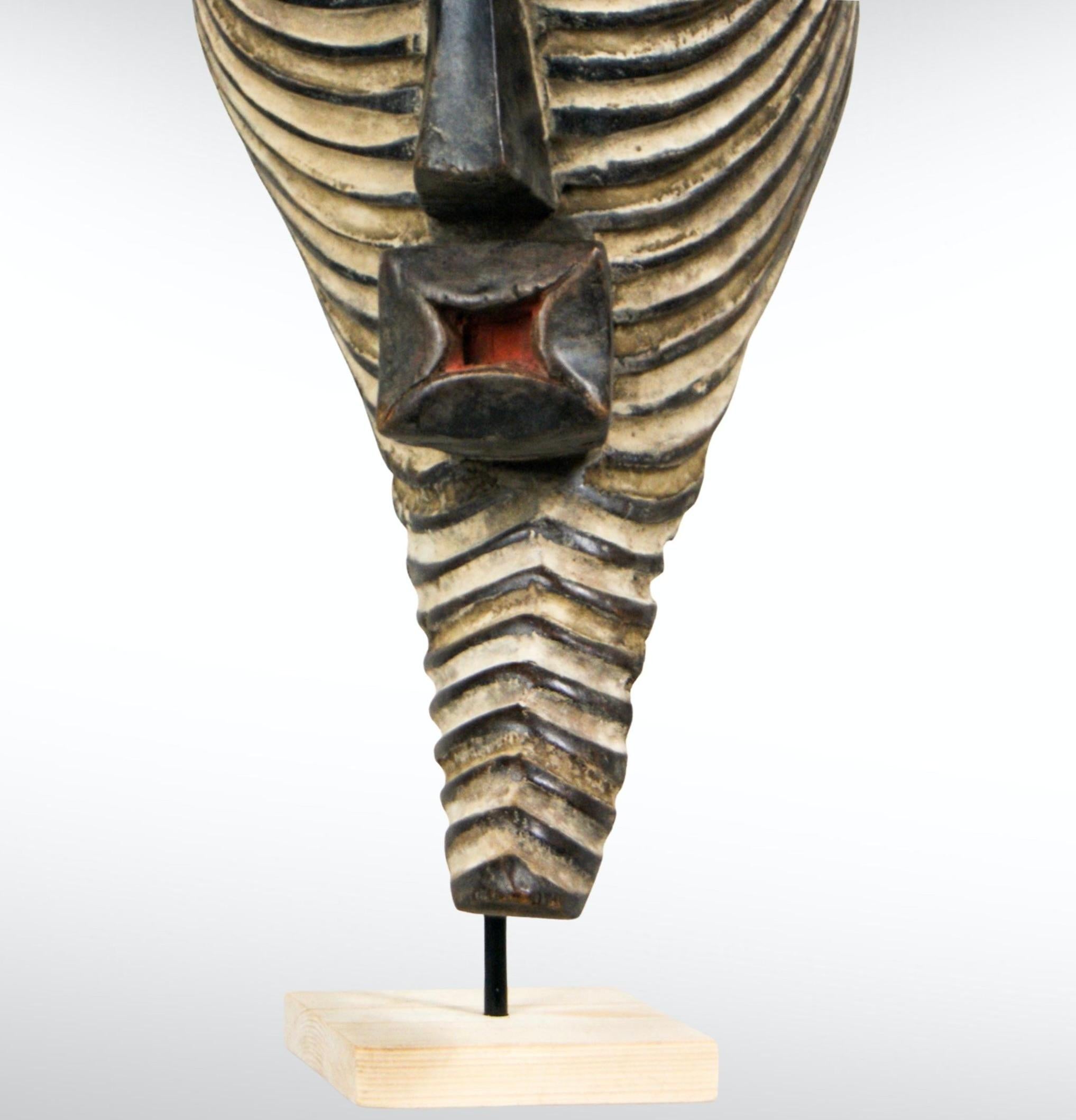 Wood African Songye Male Kifwebe Mask with Expressive Face Large Sized Wall Hanging