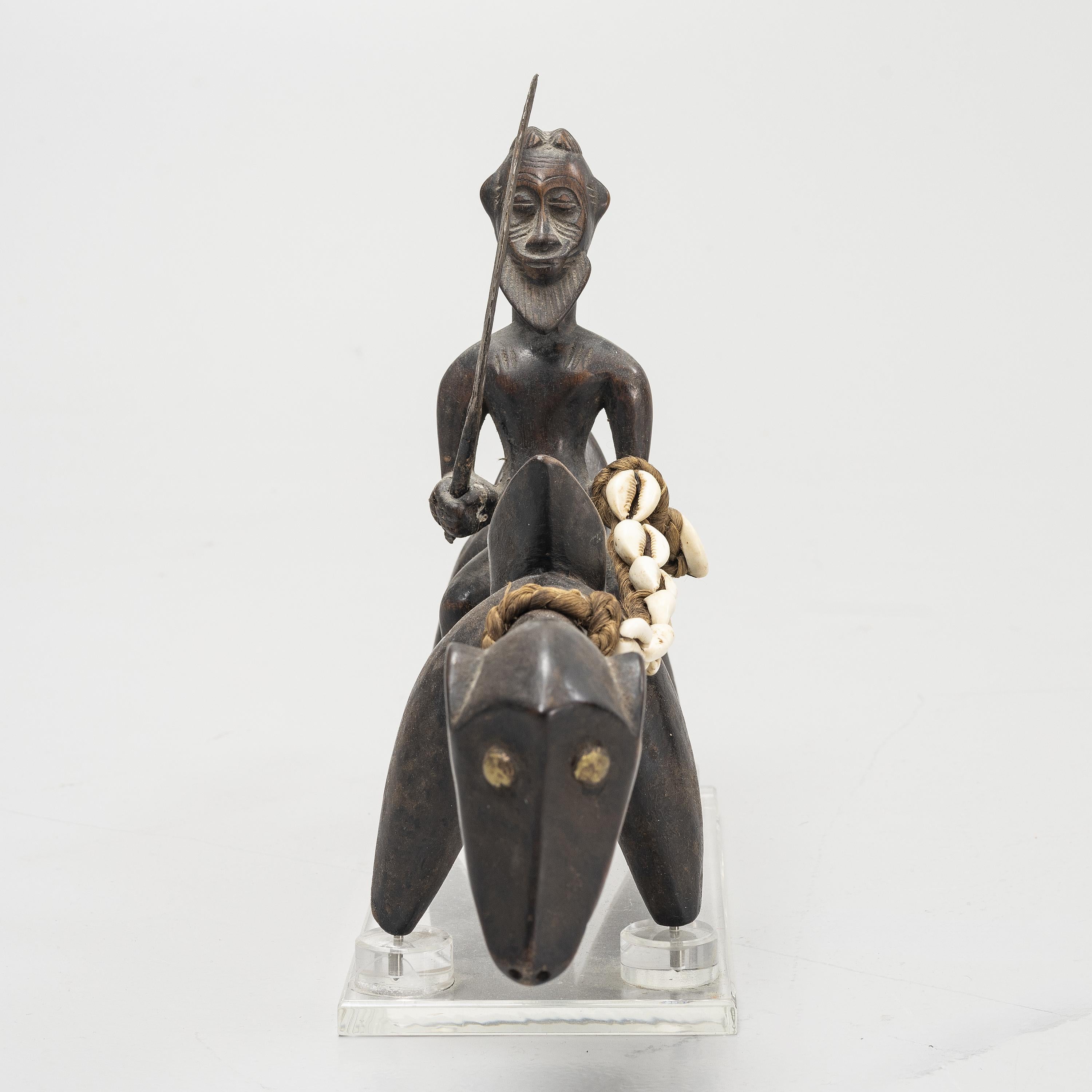 Ivorian African statue Senoufo Horserider figure , Ivory Coast  C 1950s For Sale