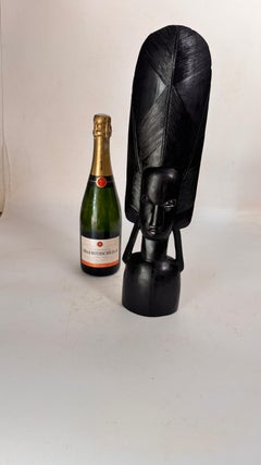 African-Style Wooden Sculpture of a Woman with Ritual Headdress – France, 20th