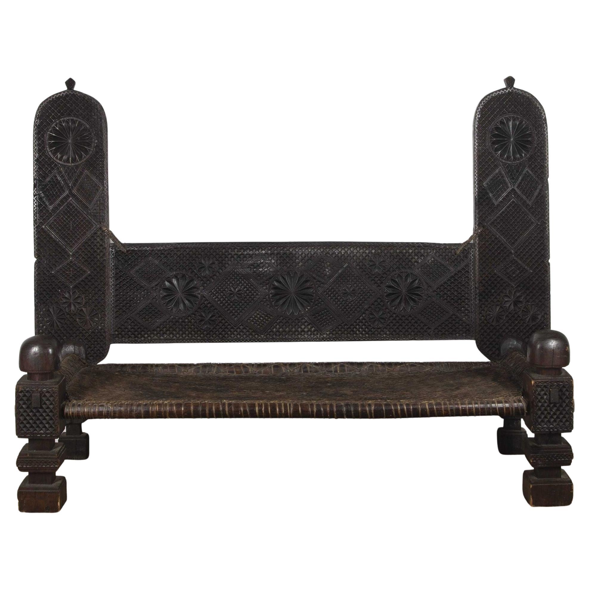African Swahili Carved Daybed For Sale