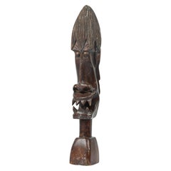 African Tanzania Contemporary Carved Wood Makonde Fearsome Demon Head