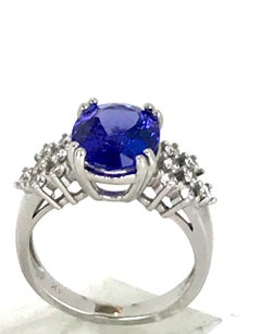 African Tanzanite, 3.20 Carat and .50 Carat VS Diamond