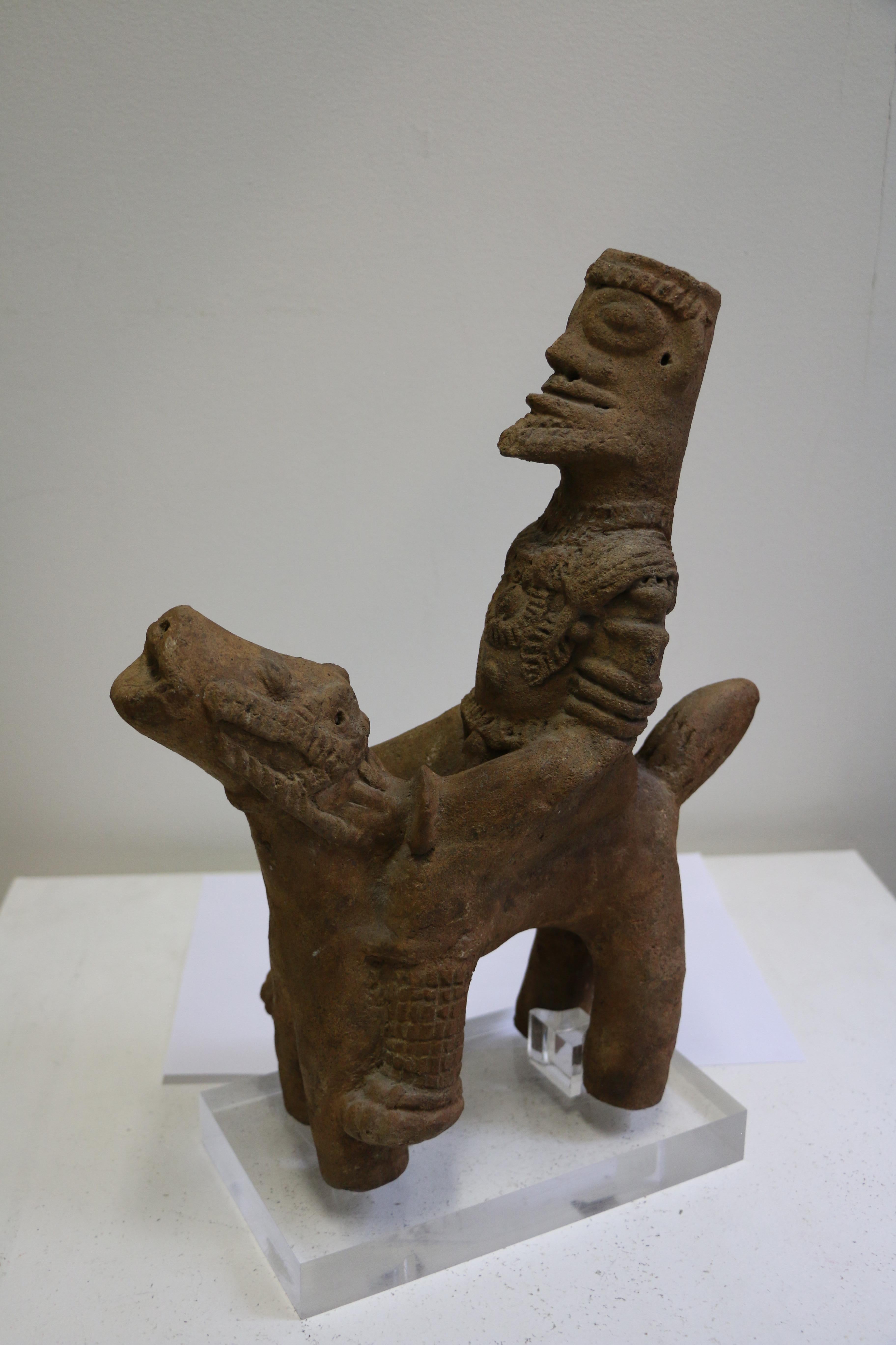 Ghanaian African Terracotta Equestrian Sculpture, Ghana, 14-15th AD Century For Sale