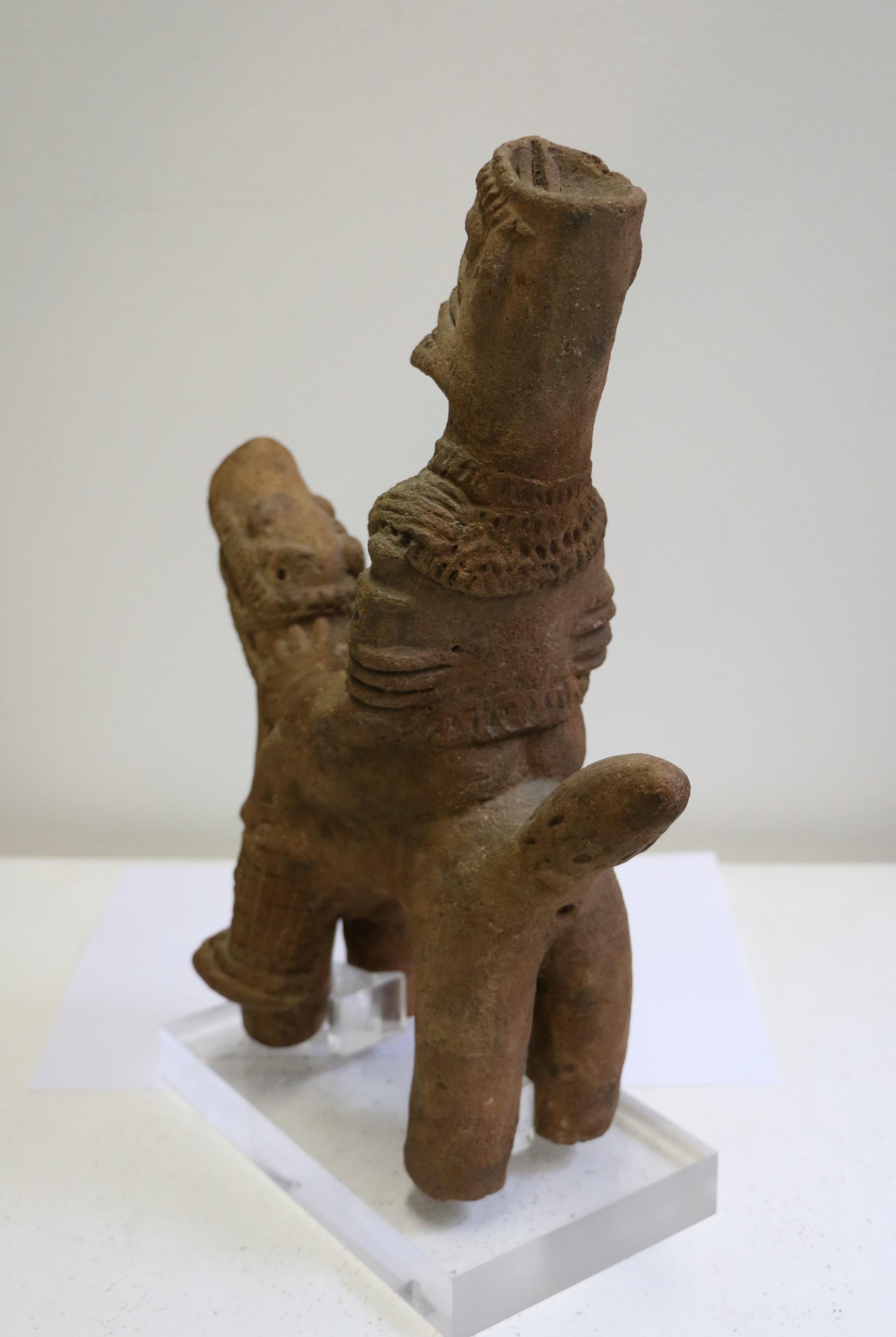 African Terracotta Equestrian Sculpture, Ghana, 14-15th AD Century For Sale 1