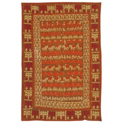 Antique African Textile in Geometric Tribal Motifs in Earth Tones