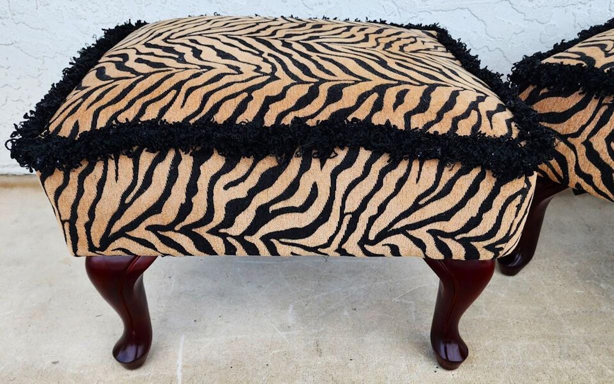 African Tiger Ottomans Pair In Good Condition For Sale In Lake Worth, FL