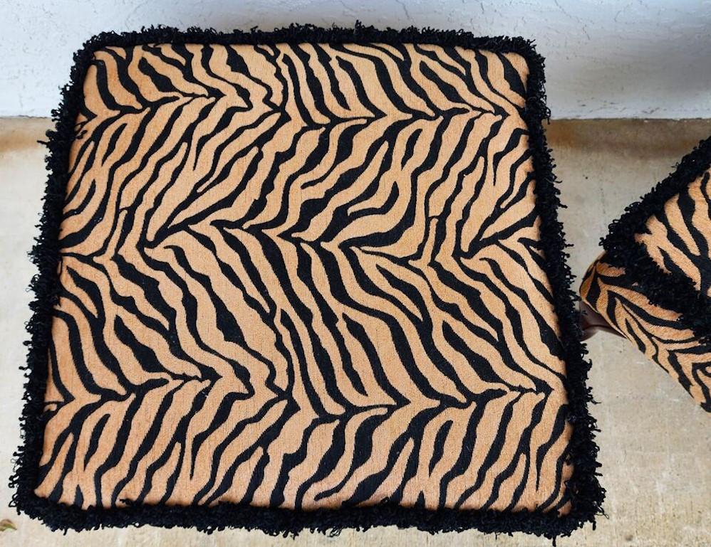 Contemporary African Tiger Ottomans Pair For Sale