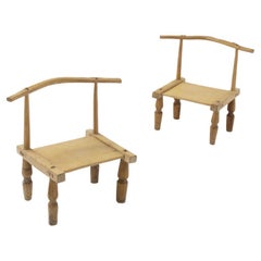Retro Tiny Wooden Chairs in Style African