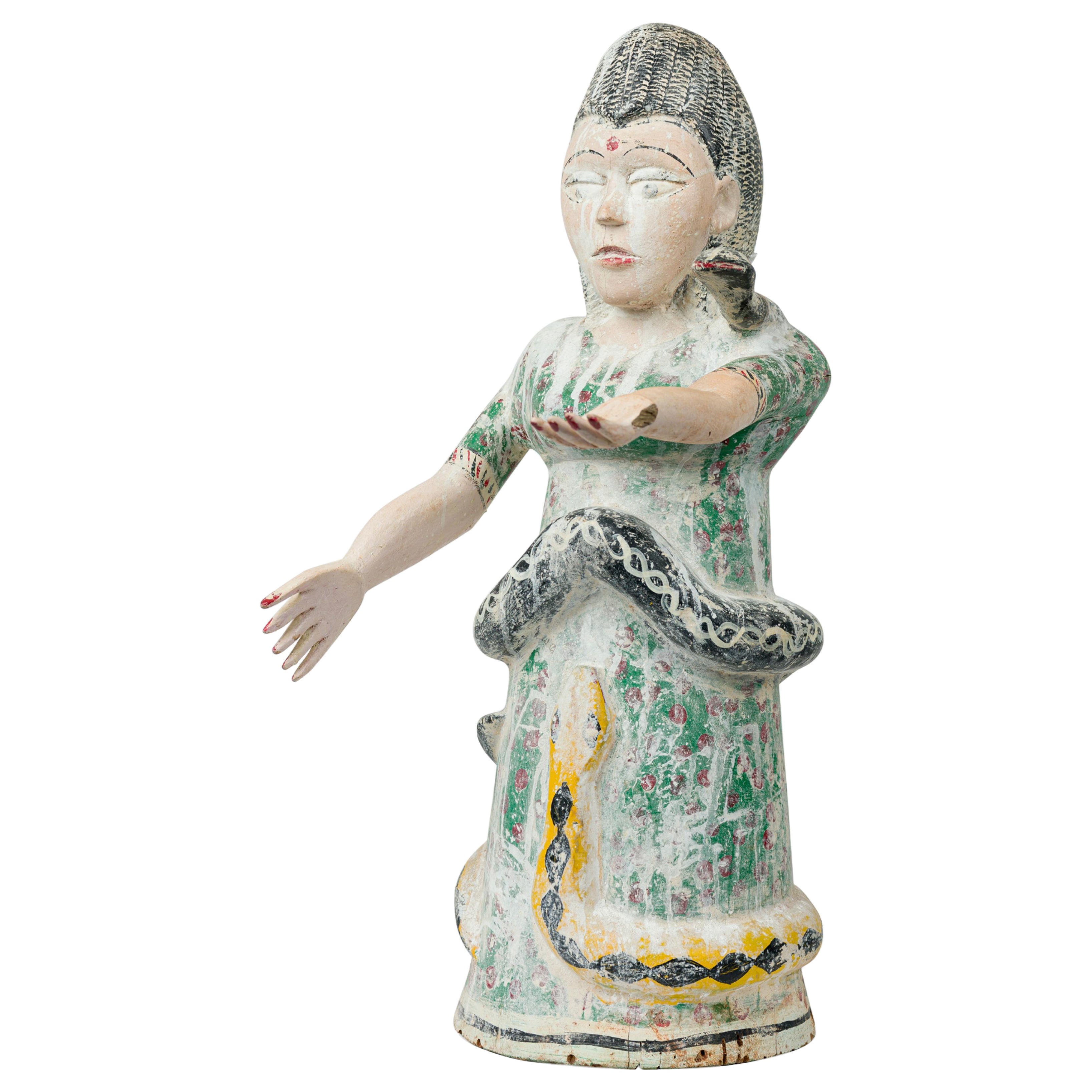 African Togo / Benin Coast 20th Century Carved Wood Mami Wata Standing Figure