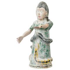 African Togo / Benin Coast 20th Century Carved Wood Mami Wata Standing Figure