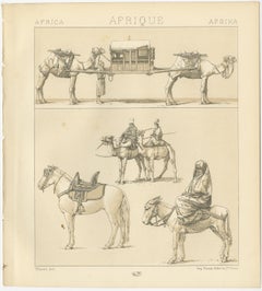 African Transport & Camel Litter, Racinet Afrique Plate, 1888