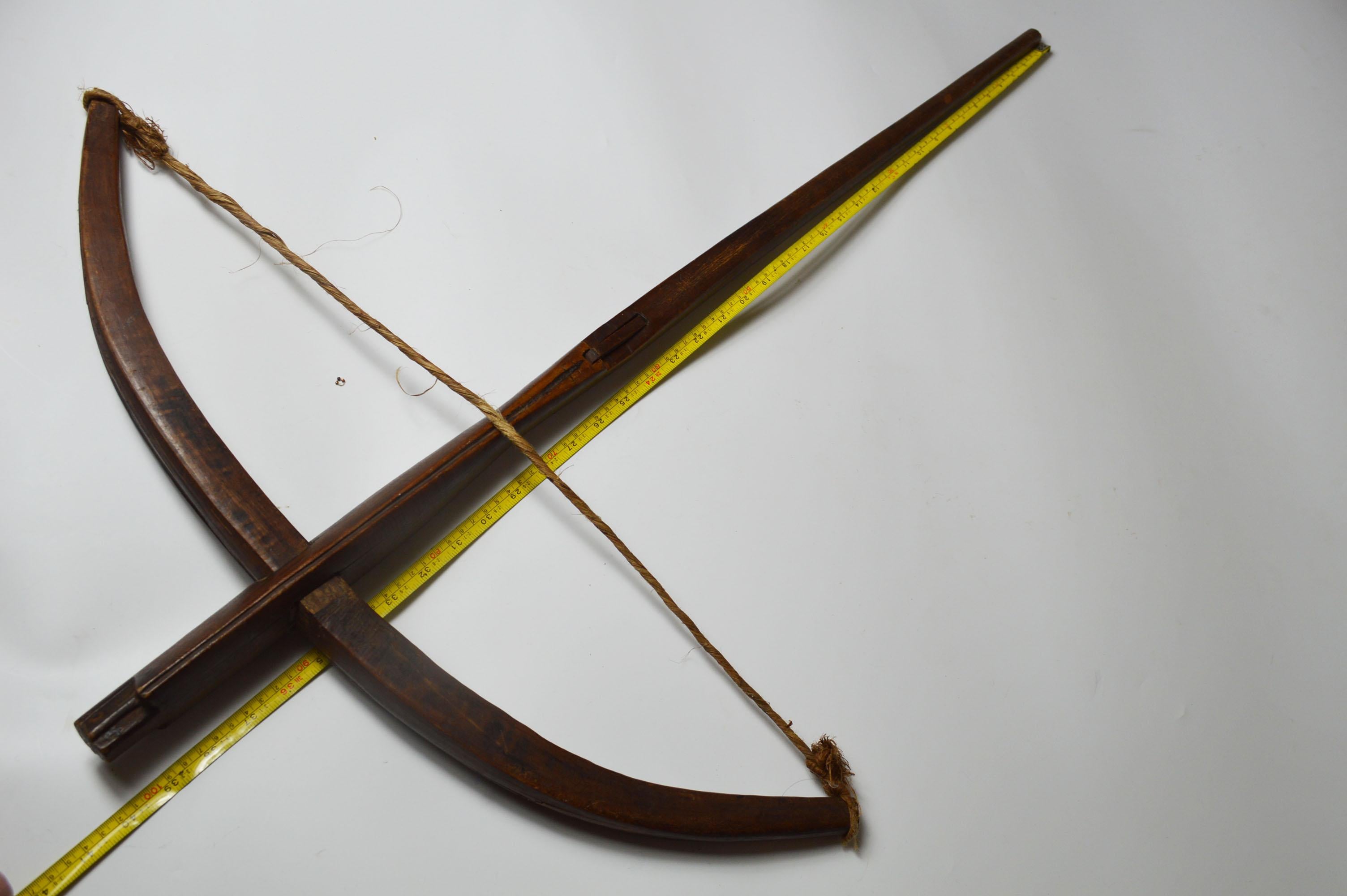 Indian African Tribal Antique Fang Wood Cross Bow Gabon - Arms Armour weapons  For Sale