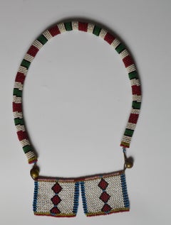 African Tribal Antique Zulu Bead Work Love Letter Necklace South Africa