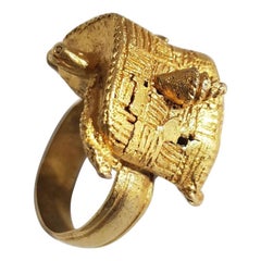 Antique African Tribal Art Ashanti Chiefs Gold ring with Turtle