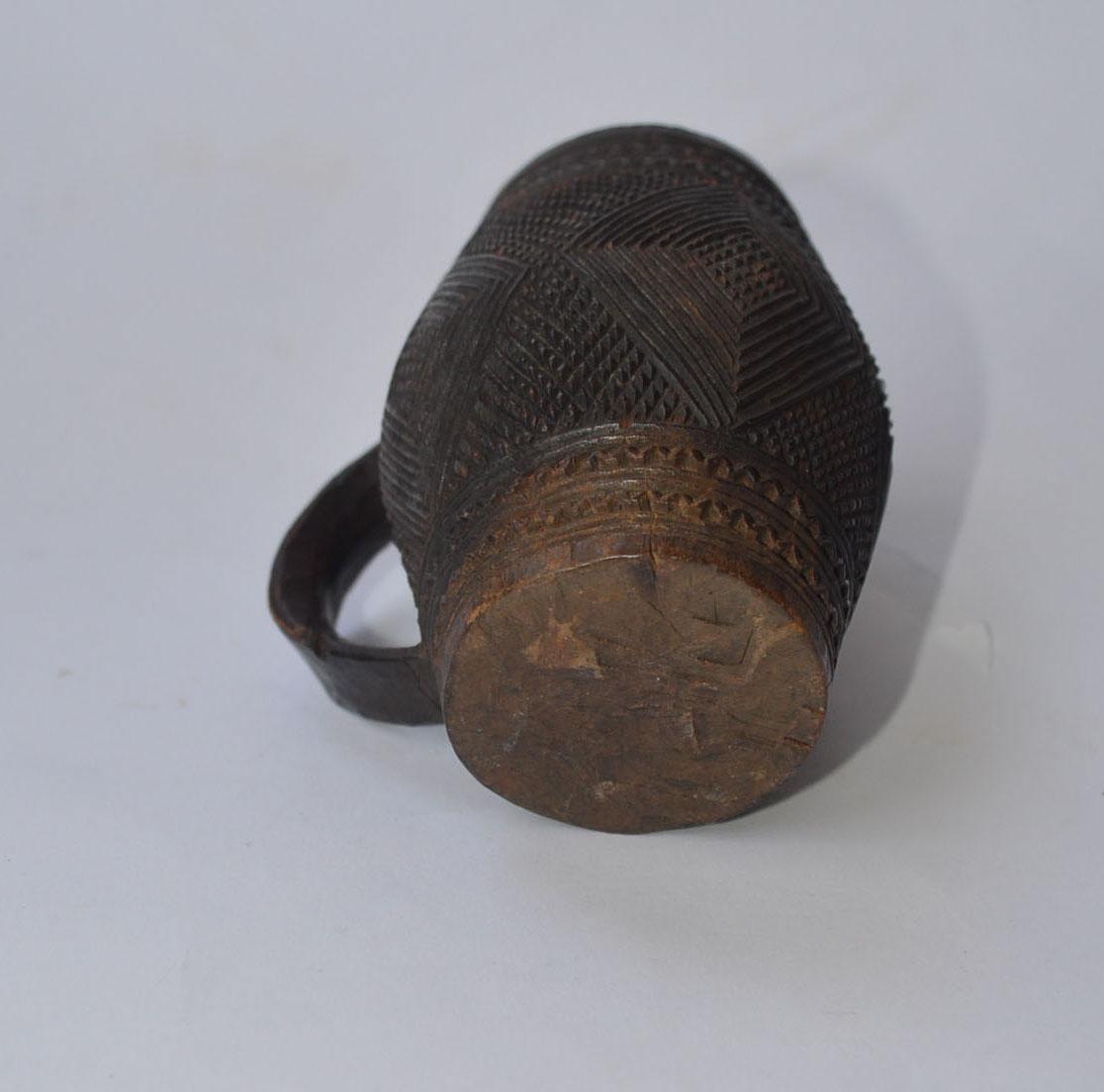 Congolese African Tribal Art Fine Kuba Miniature Palm Wine Cup 19th Century