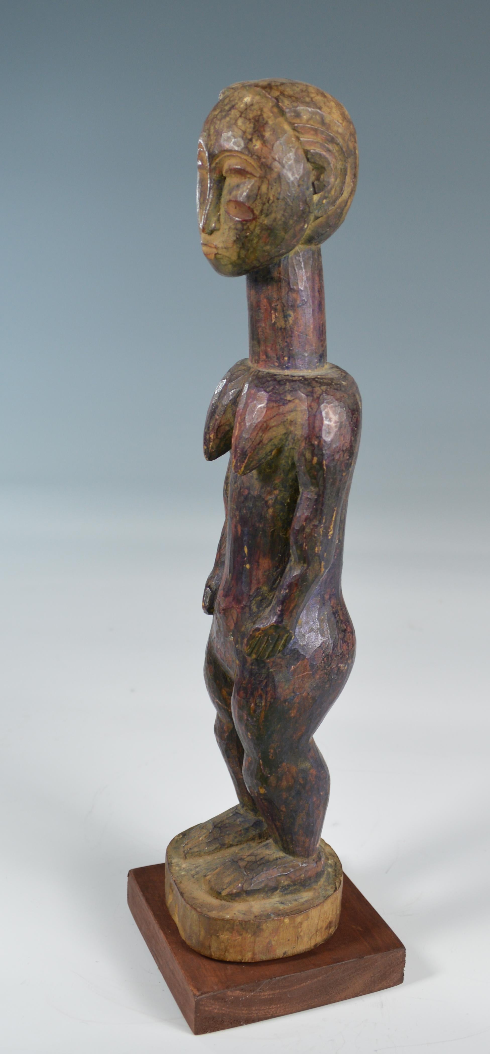 Ivorian African Tribal Art Fine Old Baule Baule Blo Bian Female Figure For Sale