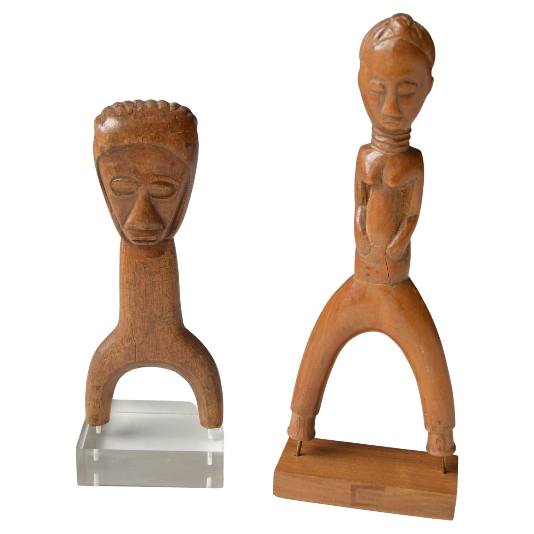 African Tribal Art Fine Pair of Baule Sling Shots For Sale