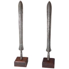 African Tribal Art Fine Pair of Masai Spear Heads
