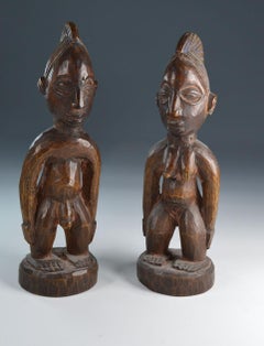 African Tribal Art Fine  Pair of Yoruba Ibeji Figures Gbongan