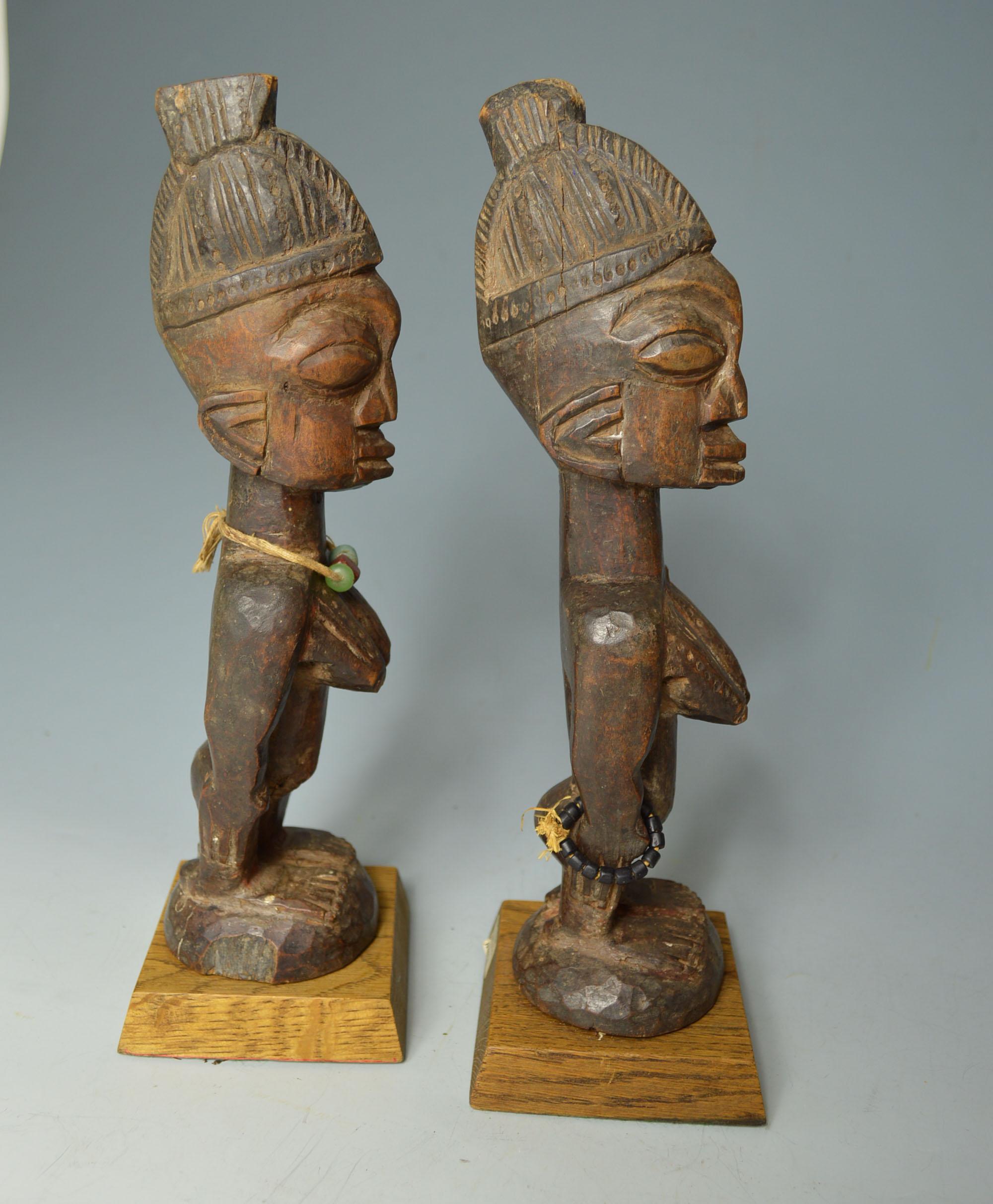 20th Century African Tribal Art Fine Pair of Yoruba Ibeji Figures, Ogbomoso Oyo