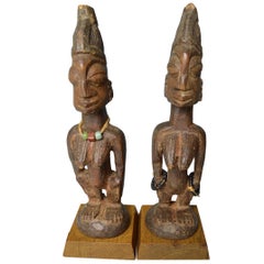 African Tribal Art Fine Pair of Yoruba Ibeji Figures, Ogbomoso Oyo
