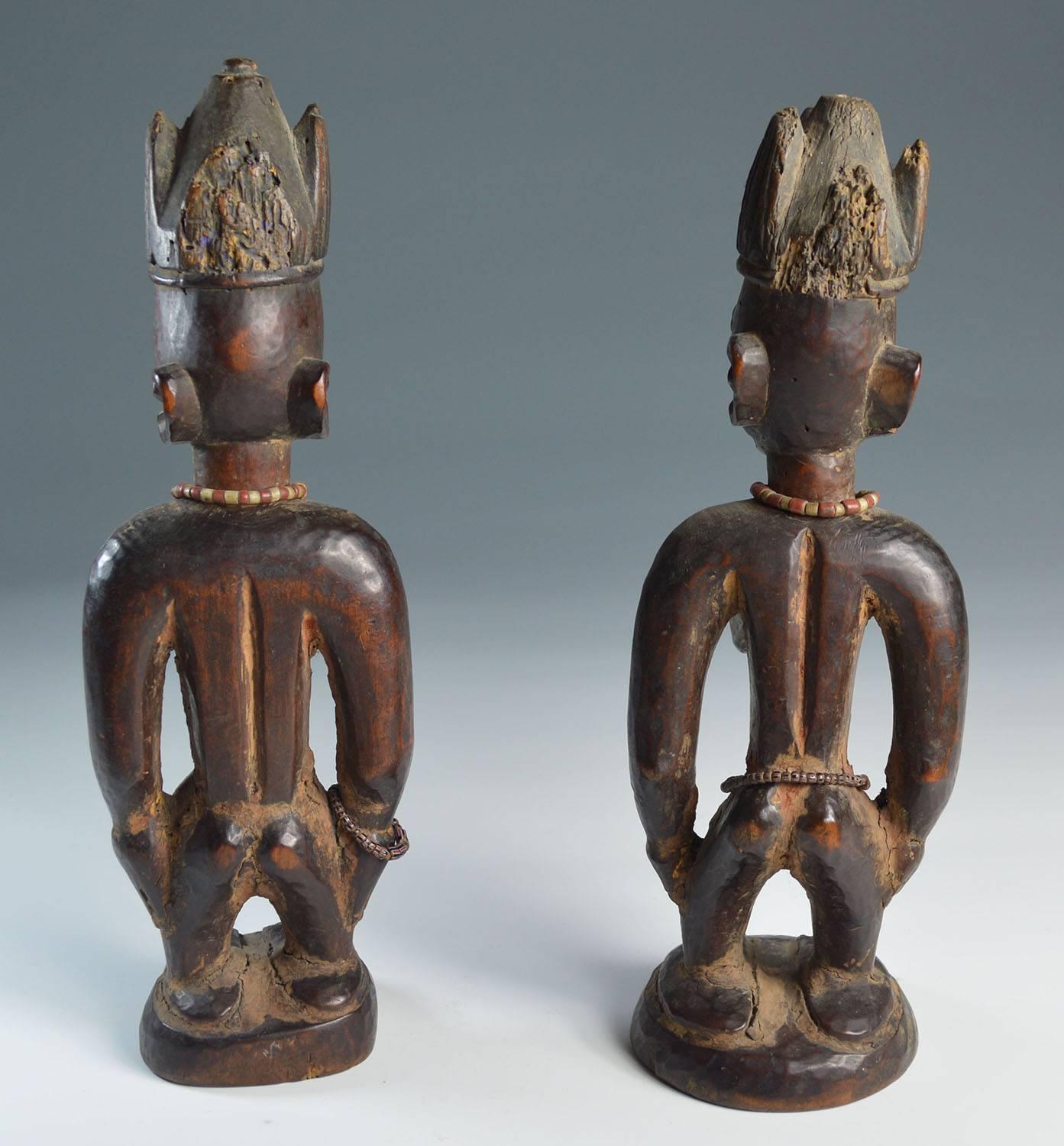 Ivorian African Tribal Art Fine Pair of Yoruba Ibeji  