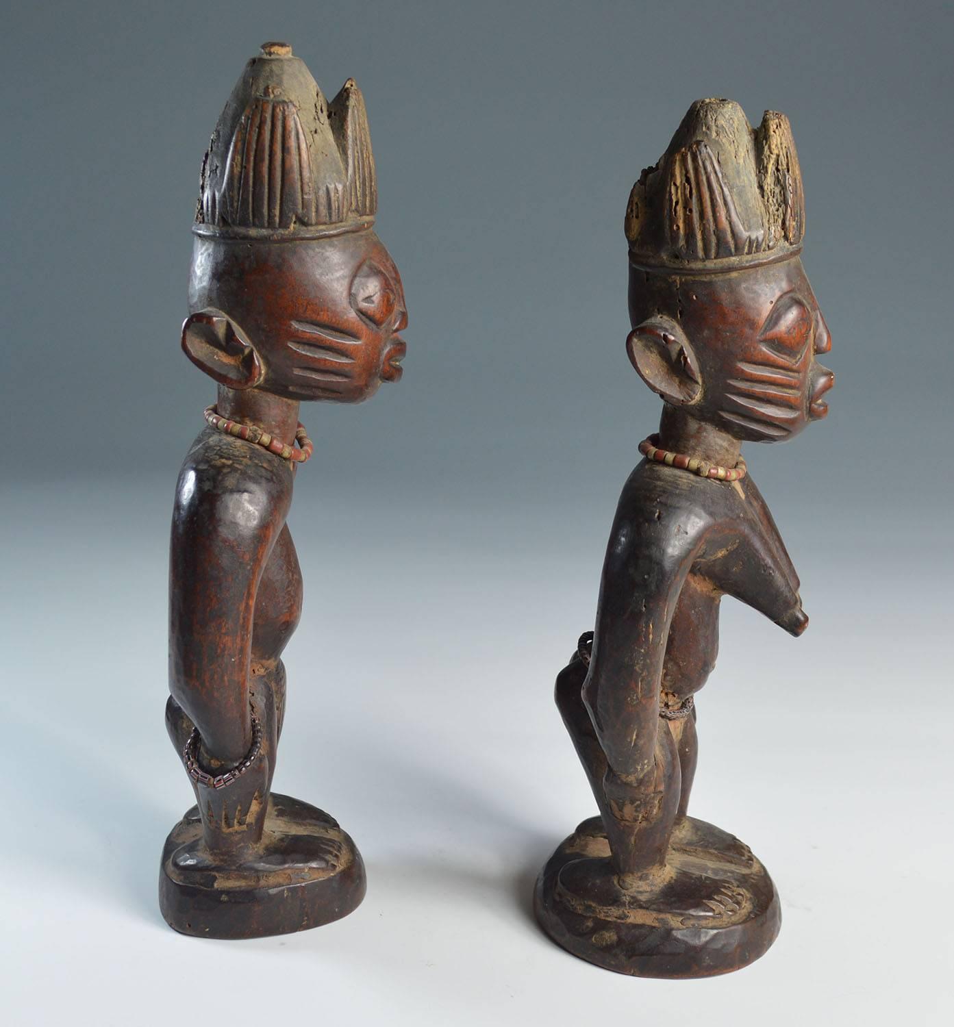 African Tribal Art Fine Pair of Yoruba Ibeji   In Good Condition In London, GB