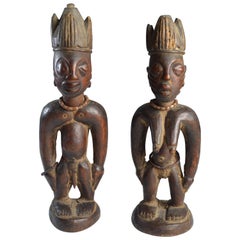 Antique African Tribal Art Fine Pair of Yoruba Ibeji  