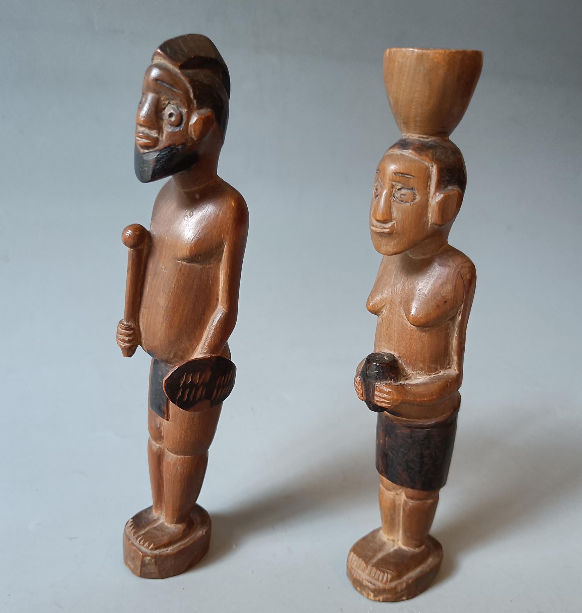  Fine Pair of Vintage Zulu Tribal Figures – Baboon Master School, South Africa

A finely carved pair of traditional Zulu figures from South Africa, attributed to the Baboon Master School, known for its distinctive style and expressive