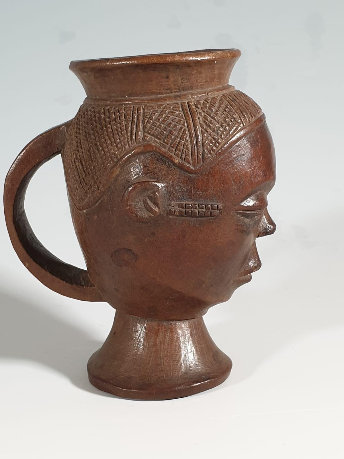 Congolese African Tribal Art Fine Pende Palm Wine Cup Congo