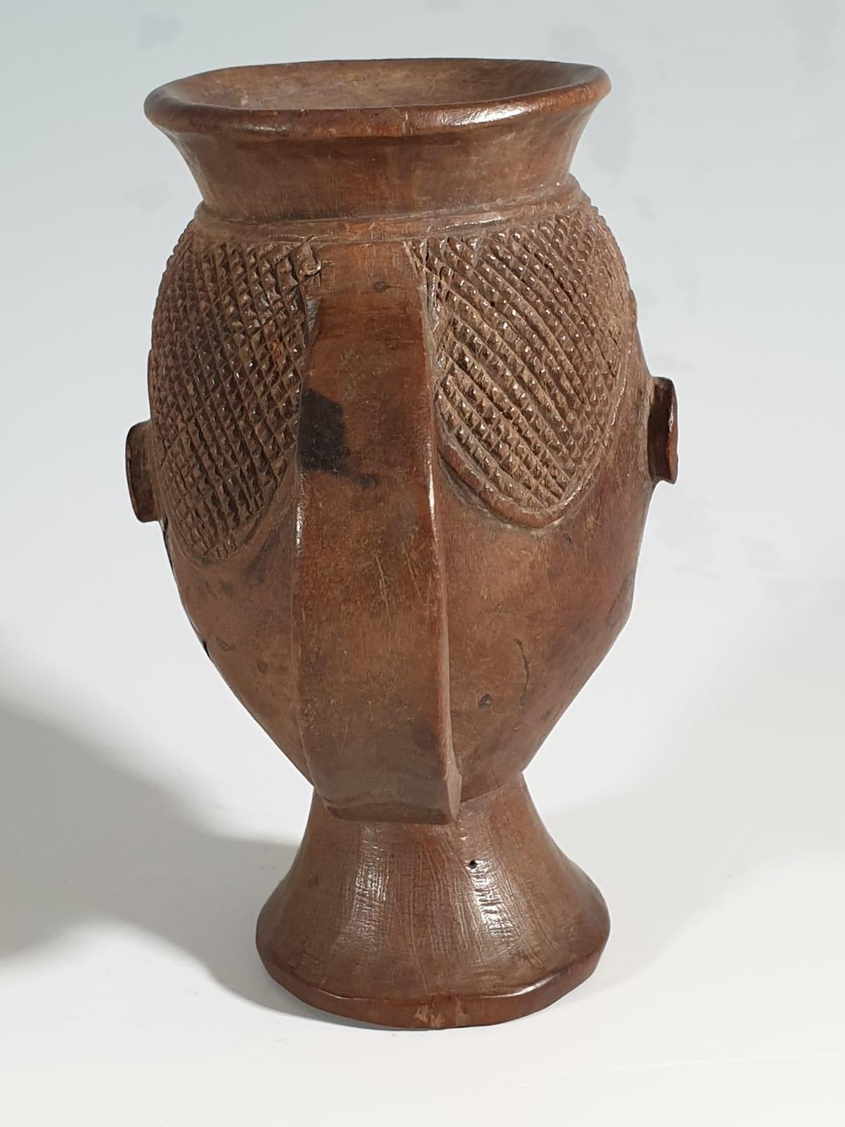 Hand-Carved African Tribal Art Fine Pende Palm Wine Cup Congo