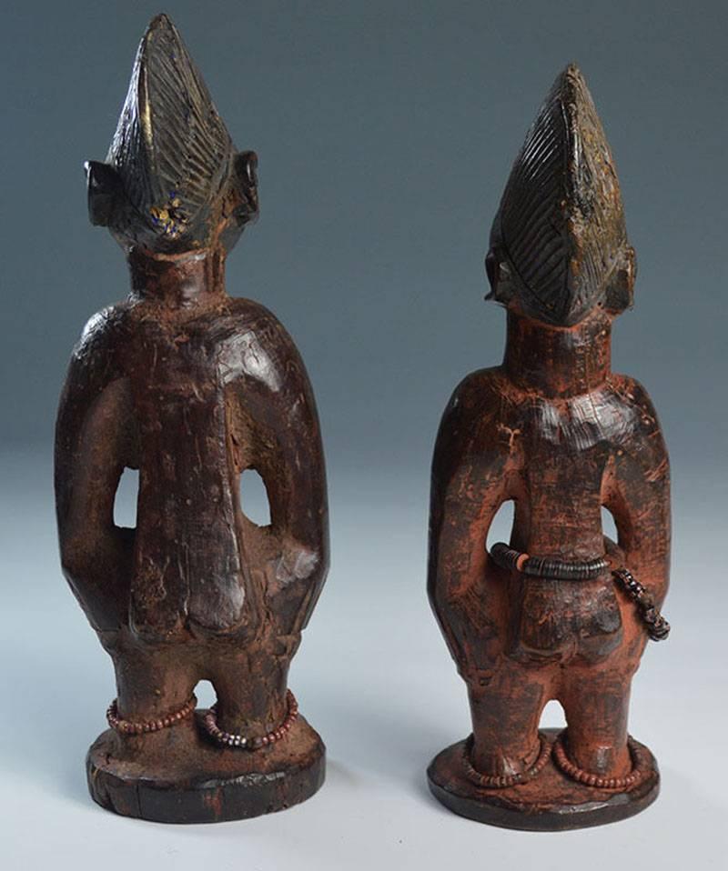 Ivorian African Tribal Art Fine Rare Pair of Yoruba Ibeji Figures