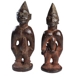 Antique African Tribal Art Fine Rare Pair of Yoruba Ibeji Figures