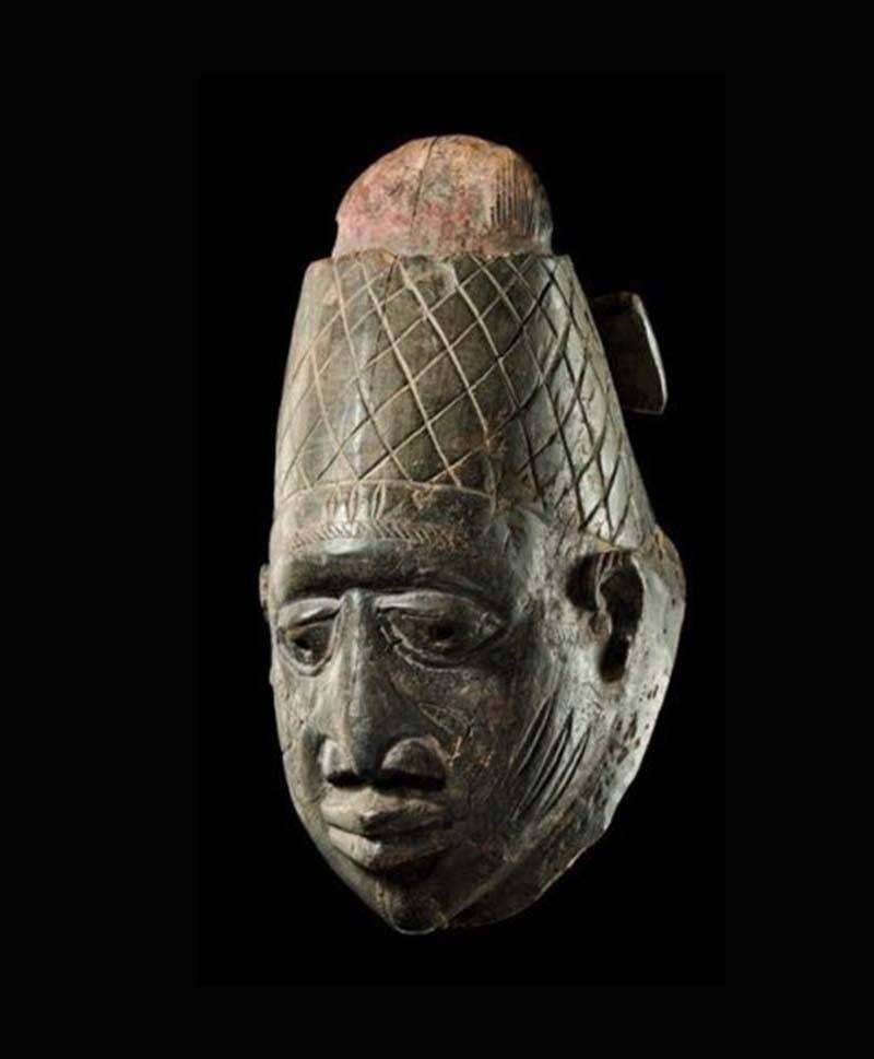 A late 19th century Yoruba Gelede mask.
A fine example of a male Gelede mask used in the Gelede masquerades, 
The Gelede masquerade is associated with the recognition of the power of woman and the appeasement of potential witches, 
The masquerade