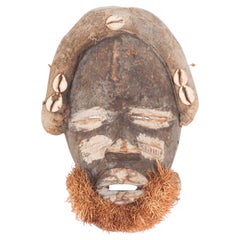 African Tribal Art Hand Carved Dan Mask Sculpture, Ivory Coast