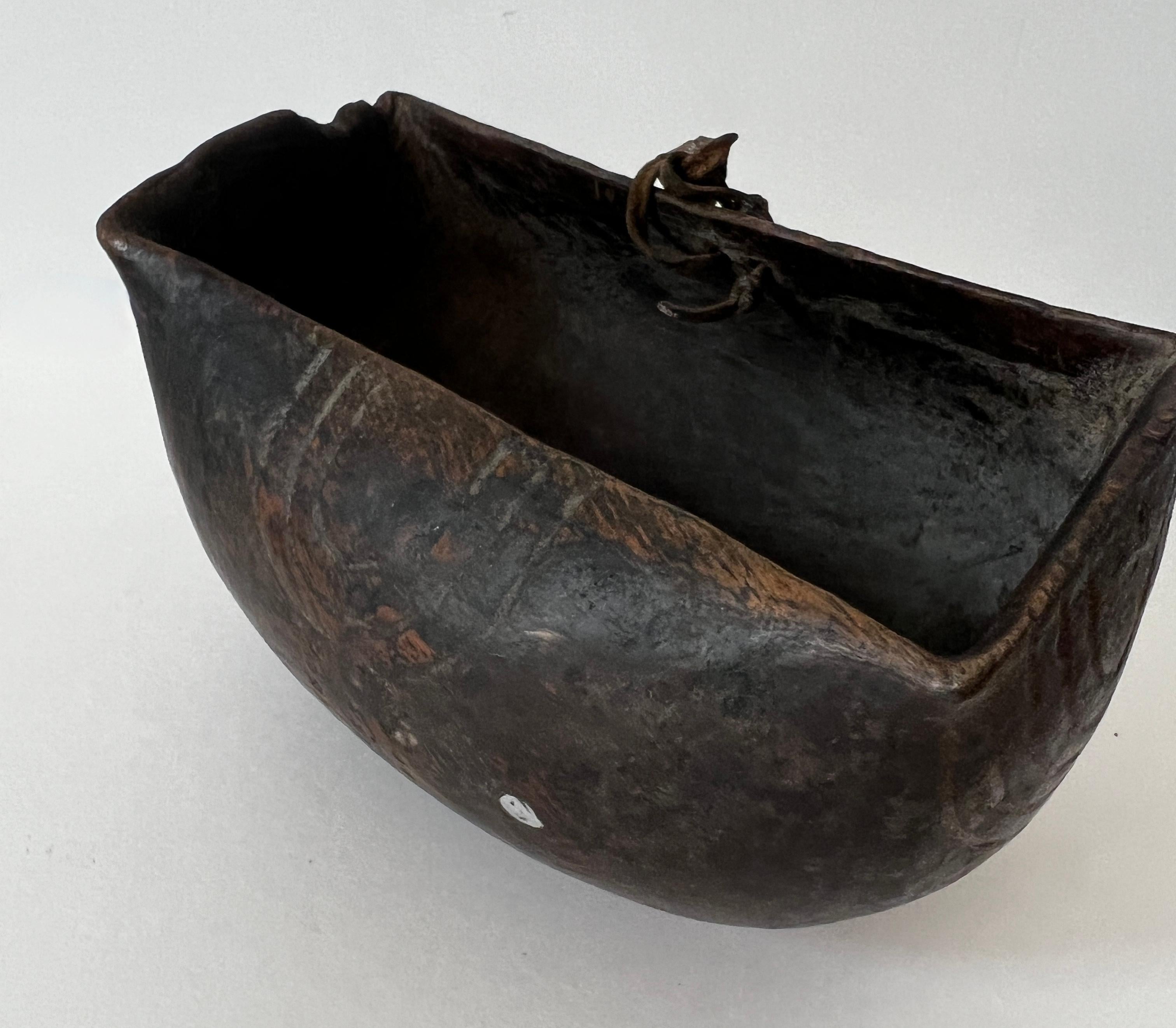 20th Century African Tribal Art Hand-carved Wood Bowl with Unique Designed Characteristics For Sale