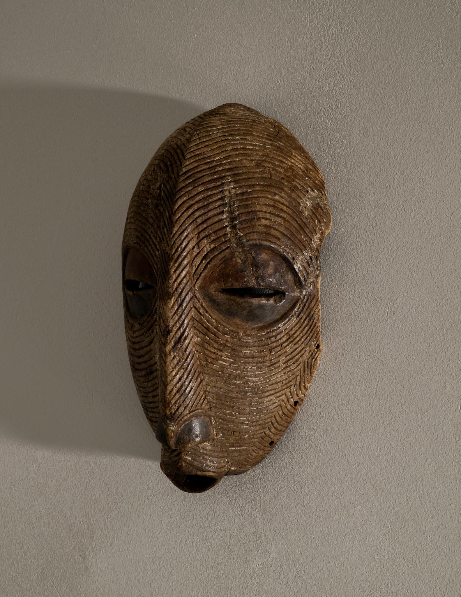 Mid-20th Century African Tribal Art Hand Carved Wooden Mask