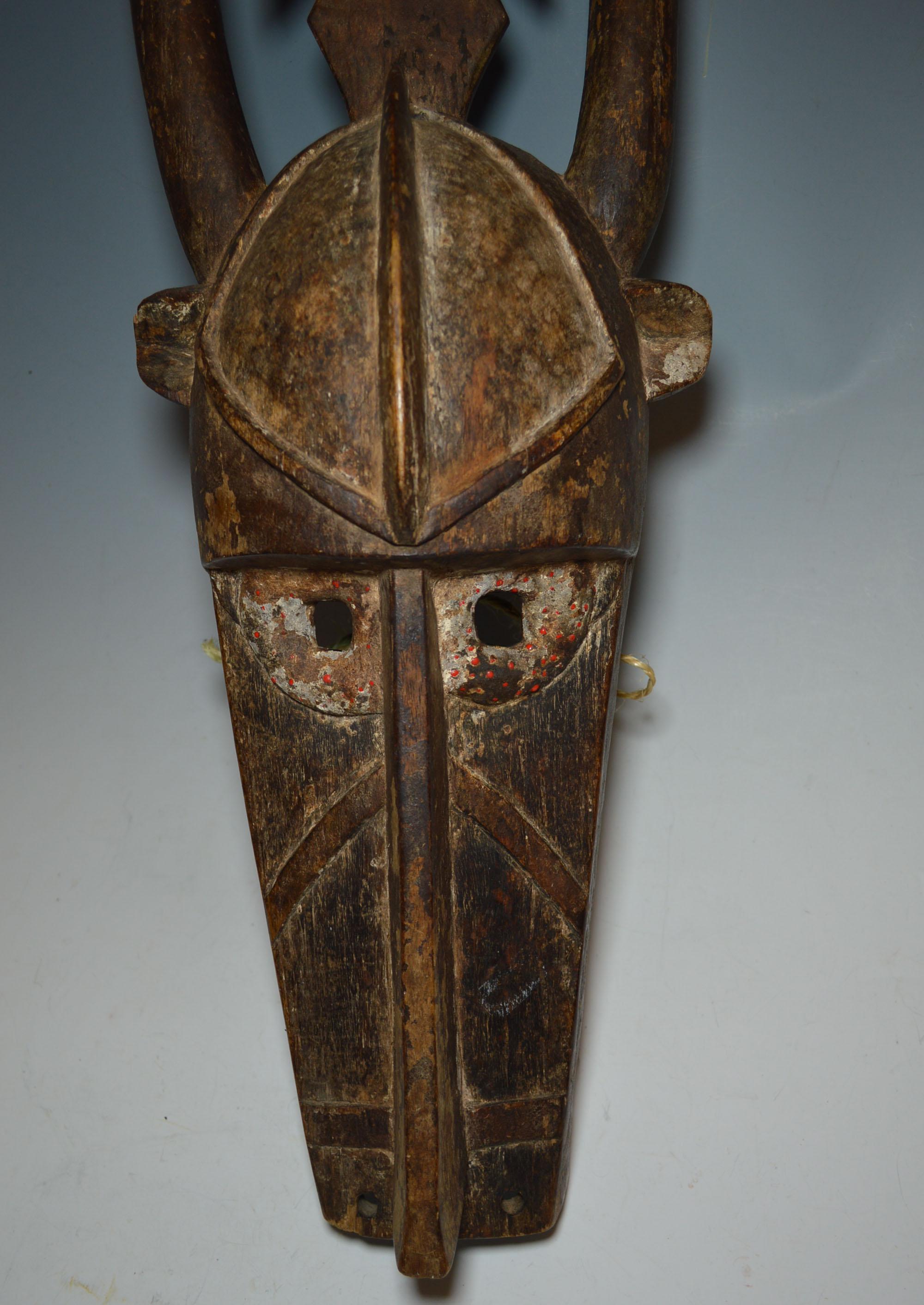 Burkinabe African Tribal Art Impressive Large Old Mossi Antelope Mask For Sale