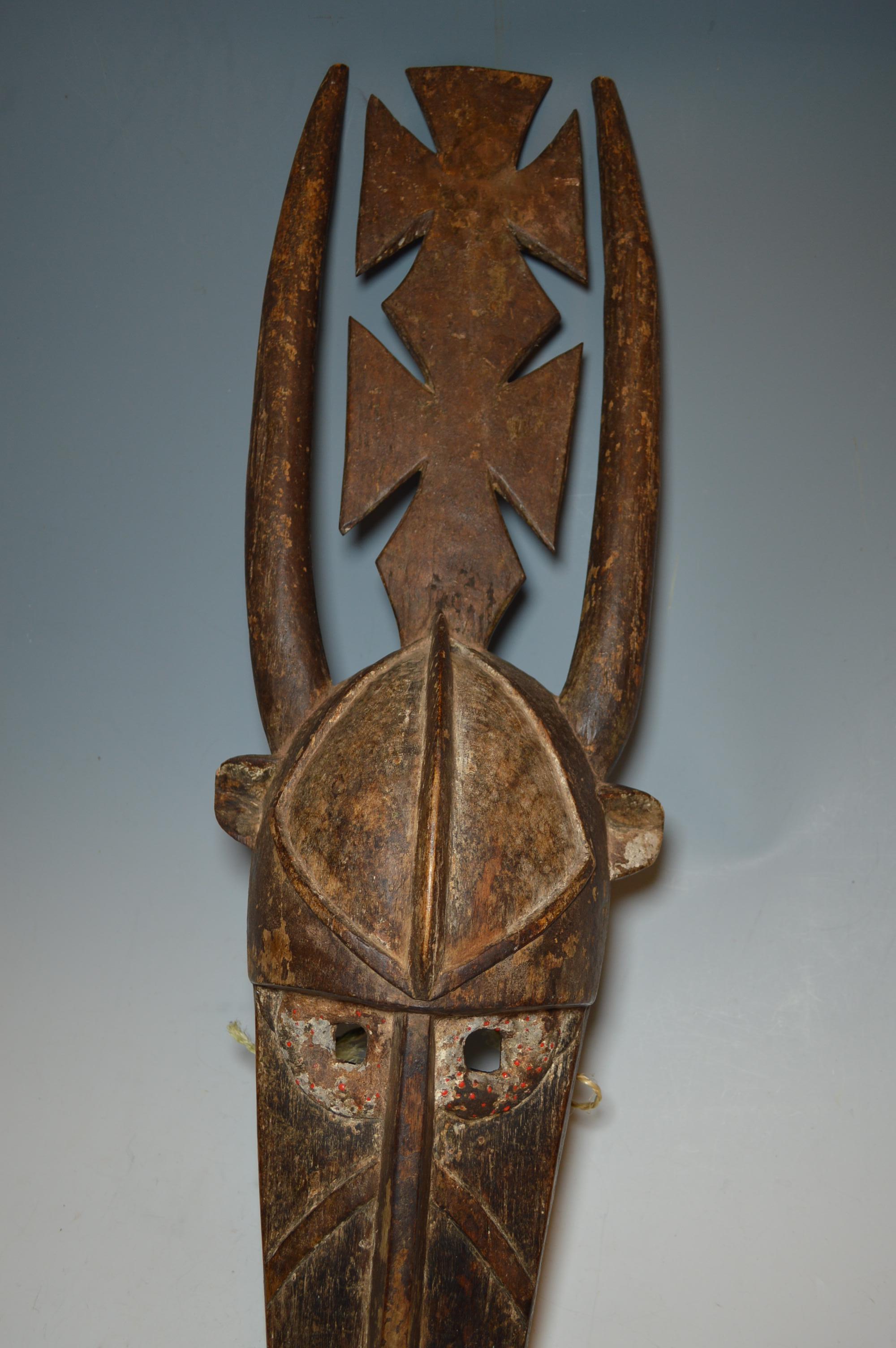20th Century African Tribal Art Impressive Large Old Mossi Antelope Mask For Sale