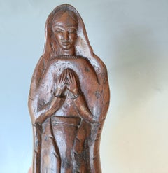 African Tribal Art Large Madonna figure Makonde Vintage Folk Art