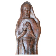 African Tribal Art Large Madonna figure Makonde Vintage Folk Art