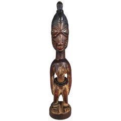 Antique African Tribal Art Very Rare Yoruba Ere Ibeji Figure Efon Alaye Nigeria