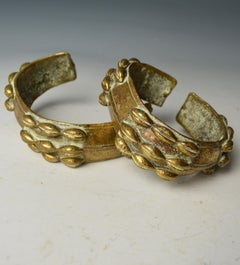African Tribal Benin Brass Armlets Nigeria Antique Jewelry
