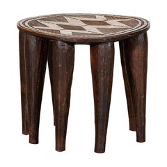 African Tribal Carved Teak Nupe Stool