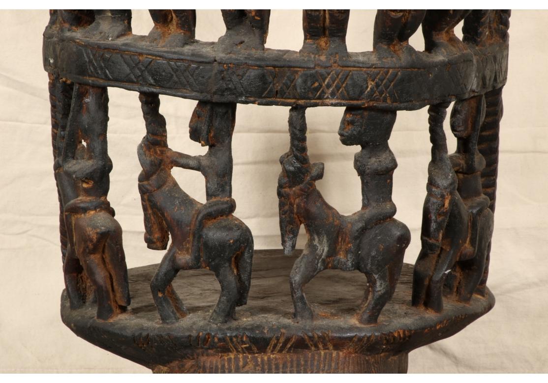 African Tribal Carved Wood High Back Chair  For Sale 4